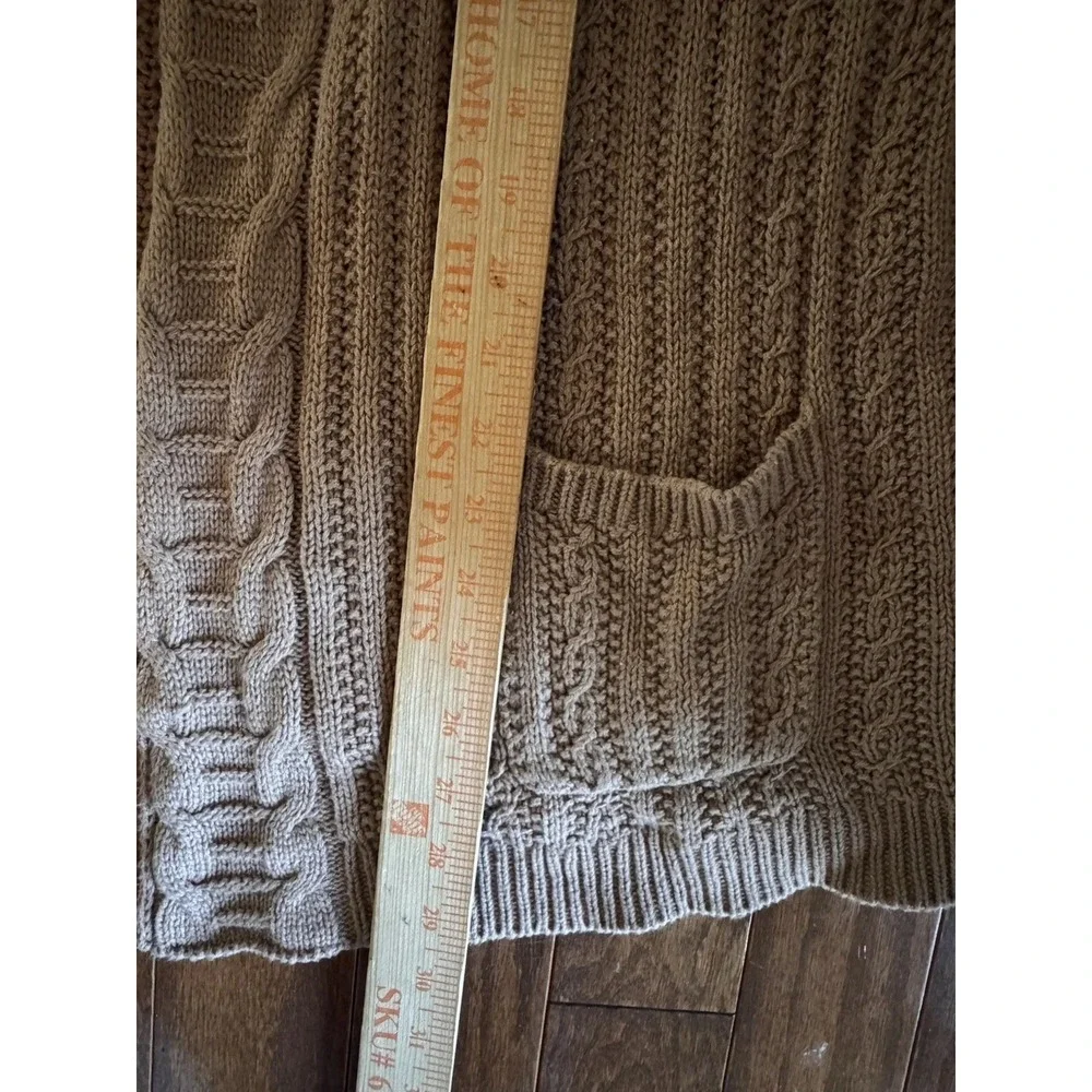 Sonoma Cable Knit Cardigan‎ Sweater L Tan Chunky Cozy Cottagecore